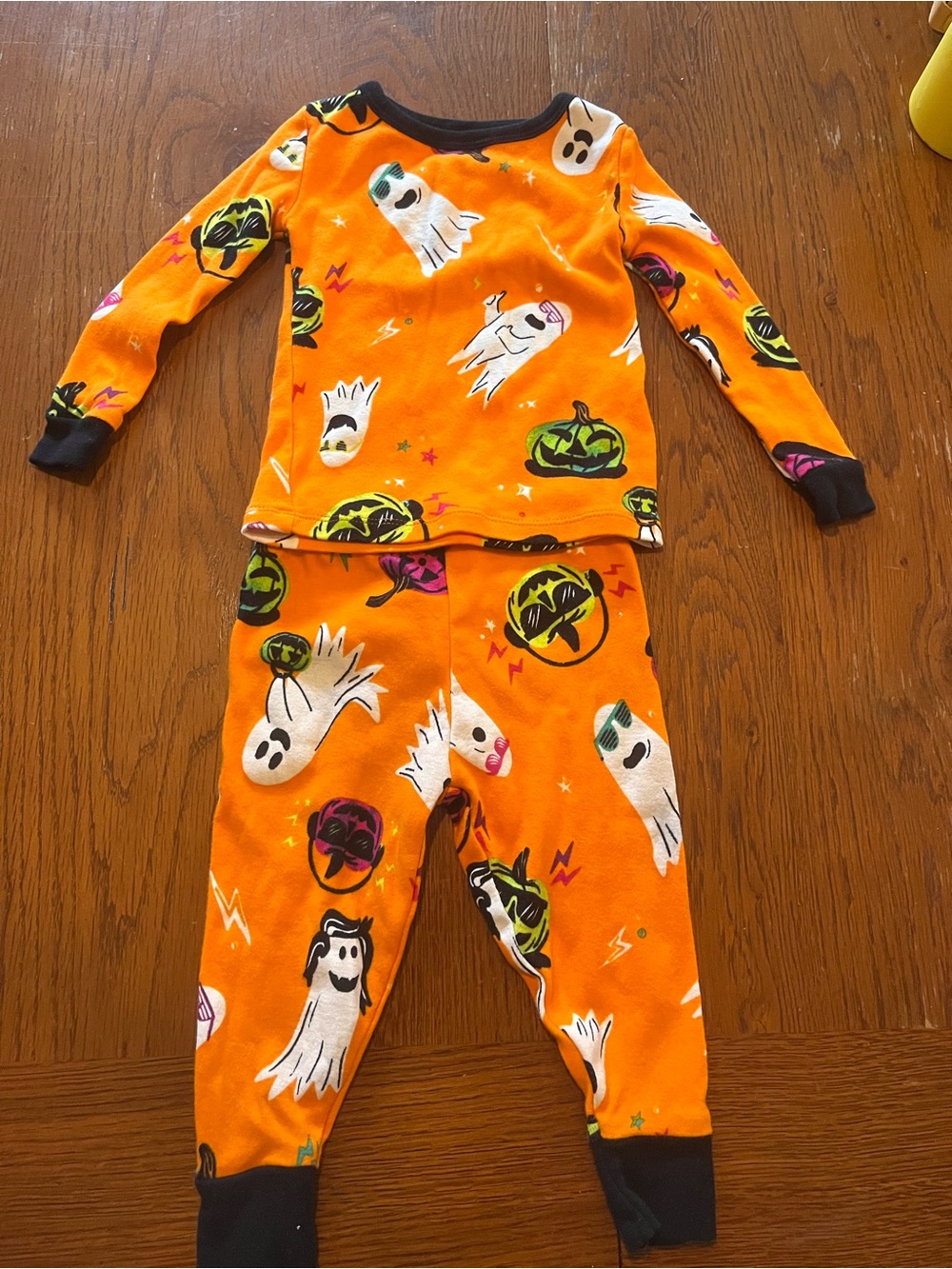 Kids Orange Halloween Ghost Pajama Set 18M